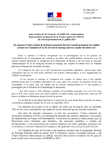 Intervention en réponse à l’intervention de la Russie prononcée lors du Conseil permanent du 4 juillet portant sur l’adoption de la loi ouvrant le mariage pour les couples du même sexe