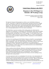 Statement by the Delegation of the United States in response to the report on Progress made under the Helsinki+40 Process