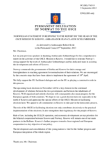 Statement by the Delegation of Norway in response to the report by the Head of the OSCE Mission in Kosovo, Ambassador Jean-Claude Schlumberger