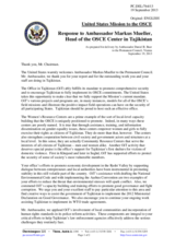 Statement by the Delegation of the United States in response to the report by the Head of the OSCE Office in Tajikistan, Ambassador Markus Mueller