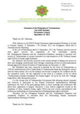 Statement by the Delegation of Turkmenistan on the participation of NGOs at the Human Dimension Implementation Meeting, to be held in Warsaw from 23 September to 4 October 2013