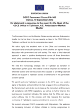 Statement by the Lithuanian Presidency of the Council of the EU in response to the report by the Head of the OSCE Office in Tajikistan, Ambassador Markus Mueller