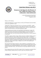 Statement by the Delegation of the United States in response to the report by the Director of the Conflict Prevention Centre, Ambassador Adam Kobieracki