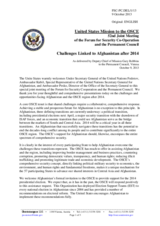 Statement by the Delegation of the United States in response to the presentations on challenges linked to Afghanistan after 2014 