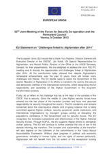 Statement by the Lithuanian Presidency of the Council of the EU in response to the presentations on challenges linked to Afghanistan after 2014