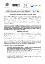 Moldova, Parliamentary Elections, 6 March 2005: Preliminary Statement Moldova, Parliamentary Elections, 6 March 2005: Preliminary Statement