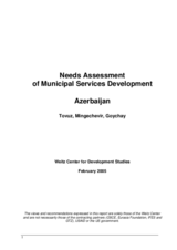 Needs assessment of municipal services development in Azerbaijan - Tovuz, Mingechevir, Goychay