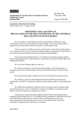 Ministerial Declaration on the Occasion of the 60th  Anniversary of the Universal Declaration of Human Rights