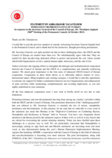 Statement by the Delegation of Turkey in response to the address by the Secretary General of the Council of Europe, H.E. Thorbjørn Jagland