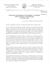 Statement by the Delegation of Azerbaijan in response to the statement by France on behalf of the Minsk Group Co-Chairs and the Personal Representative of the Chairperson-in-Office on the Conflict Dealt with by the OSCE Minsk Conference