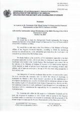 Statement by the Delegation of Armenia in response to the statement by France on behalf of the Minsk Group Co-Chairs and the Personal Representative of the Chairperson-in-Office on the Conflict Dealt with by the OSCE Minsk Conference