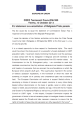 Statement by the Lithuanian Presidency of the Council of the EU on the cancellation of Pride Parade in Belgrade