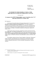 Statement by the Lithuanian Presidency of the EU on the recent round of negotiations in the 5+2 format held in Bruxelles (3rd of October 2013), in response to the Report on the activities of the Chairperson-in-Office