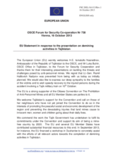 Statement by the Lithuanian Presidency of the Council of the EU in response to the presentation by Mr. L. Buhin, Mine Action Officer, OSCE Office in Tajikistan