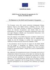 Statement by the Lithuanian Presidency of the Council of the EU in response to the presentations on the small arms and light weapons (SALW) and stockpiles of conventional ammunition (SCA) projects in Kyrgyzstan