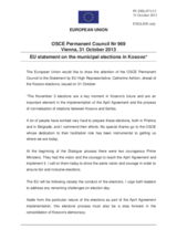 Statement by the Lithuanian Presidency of the Council of the EU on the municipal elections in Kosovo, to be held on 3 November 2013