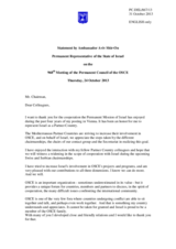 Farewell statement by the Permanent Representative of Israel (Partner for Co-operation) to the OSCE, Ambassador Aviv Shir-On
