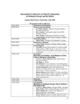 Agenda for the International Conference on Minority Integration in Southeast Europe and the Baltics