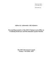 Report by Ambassador Adil Akhmetov, Personal Representative of the OSCE Chairperson-in-Office on Combating Intolerance and Discrimination against Muslims