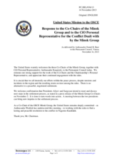 Statement by the Delegation of the United States in response to the address by the Co-Chairmen of the Minsk Group and to the report by the Personal Representative of the OSCE Chairperson-in-Office on the Conflict Dealt with by the OSCE Minsk Conference