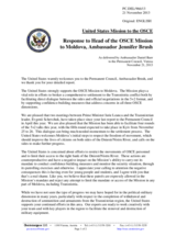 Statement by the Delegation of the United States in response to the report by the Head of the OSCE Mission to Moldova, Ambassador Jennifer Leigh Brush