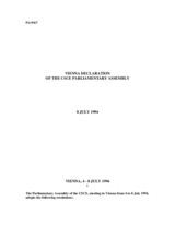 Vienna declaration of the CSCE Parliamentary Assembly