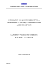 Progress Report on the Integration of Economic Dimension Issues into the Tasks faced by the OSCE, 29 November 1996