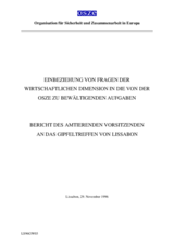Progress Report on the Integration of Economic Dimension Issues into the Tasks faced by the OSCE, 29 November 1996