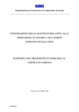Progress Report on the Integration of Economic Dimension Issues into the Tasks faced by the OSCE, 29 November 1996