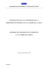 Progress Report on the Integration of Economic Dimension Issues into the Tasks faced by the OSCE, 29 November 1996