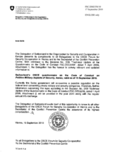 Update to the response by the Delegation of Switzerland to the Questionnaire on the Code of Conduct on Politico-Military Aspects of Security