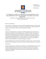 Statement by the Delegation of Norway in response to the report by the OSCE Representative on Freedom of the Media, Ms. Dunja Mijatović