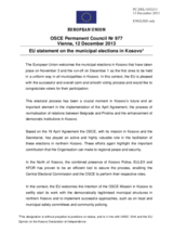 Statement by the Lithuanian Presidency of the Council of the EU on the municipal elections in Kosovo, held on 3 November 2013 and 1 December 2013