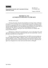 Decision No. 2/12, Accession of Mongolia to the OSCE
