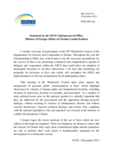 Press Statement by H.E. Mr. Leonid Kozhara, OSCE Chairperson-in-Office, Minister of Foreign Affairs