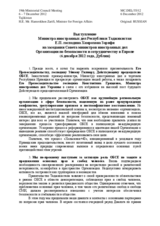 Statement by H.E. Mr. Hamrokhon Zarifi, Minister for Foreign Affairs