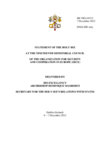 Statement by H.E. Mr. Dominique Mamberti, Secretary for Relations with States