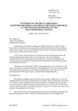 Statement by H.E. Mr. Erlan Abdyldaev, Minister of Foreign Affairs