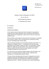 Statement by H.E. Mr. Aviv Shir-On, Ambassador to the OSCE