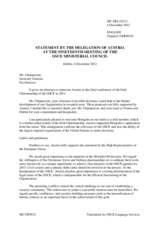 Statement by H.E. Mr. Johannes Kyrle, Secretary General of the Ministry for Foreign Affairs