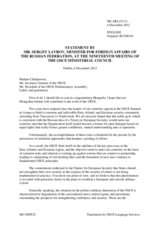 Statement by H.E. Mr. Sergey Lavrov, Minister for Foreign Affairs