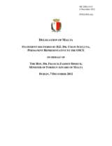 Statement by H.E. Mr. Colin Scicluna, Permanent Representative to the OSCE