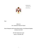 Statement by H.E. Amb. Makram M. Queisi, Permanent Representative to the OSCE