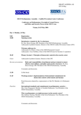 Draft agenda for the conference on parliamentary oversight of armed forces, and police and security forces in the OSCE area