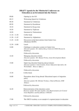 Agenda of the Conference on Education as an Investment into the Future in Central Asia