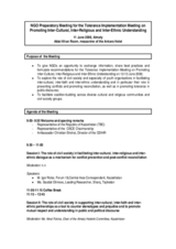 Agenda for the NGO Preparatory Meeting for the Almaty Tolerance Implementation Meeting