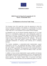 Statement by the Lithuanian Presidency of the Council of the EU on the European Union activities in support of the Arms Trade Treaty in the framework of the EU’s European Security Strategy