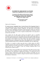 Statement by the Delegation of Turkey in response to the addresses by the Secretary General of the CCTS, H.E. Halil Akinci and by the Secretary General of the TURKPA, Mr. Jandos Asanov 
