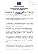 Déclaration de l’UE en réponse à la Représentante spéciale et coordinatrice de l’OSCE pour la lutte contre la traite des êtres humains