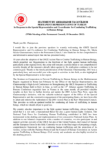 Statement by the Delegation of Turkey in response to the report by the OSCE Special Representative and Co-ordinator for Combating Trafficking in Human Beings, Dr. Maria Grazia Giammarinaro